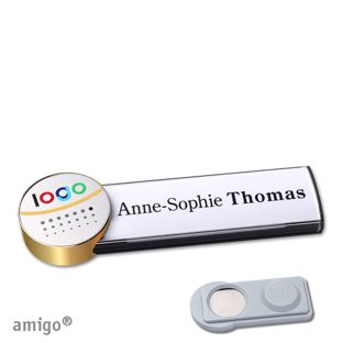 Namensschilder amigo® alu-print Magnet anthrazit  | smag® Magnet  | circle  | gold  | silber 
