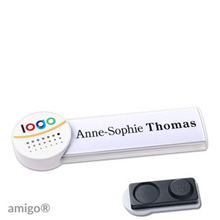Namensschilder amigo® alu-print Magnet weiß  | smag® Magnet, extra stark  | circle  | weiß  | weiß 