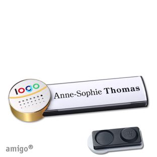 Namensschilder amigo® alu-print Magnet anthrazit  | smag® Magnet, extra stark  | circle  | gold  | silber 
