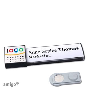 Namensschilder amigo® alu-print Magnet anthrazit  | smag® Magnet  | square  | anthrazit  | silber 
