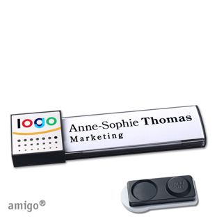 Namensschilder amigo® alu-print Magnet anthrazit  | smag® Magnet, extra stark  | square  | anthrazit  | silber 