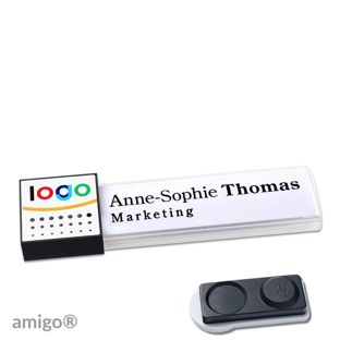 Namensschilder amigo® alu-print Magnet weiß  | smag® Magnet, extra stark  | square  | anthrazit  | weiß 