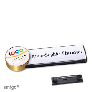 Namensschilder amigo® doming Nadel anthrazit  | circle  | gold  |  
