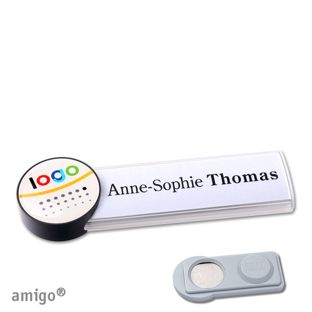 Namensschilder amigo® doming Magnet weiß  | smag® Magnet  | circle  | anthrazit  |  