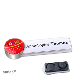 Namensschilder amigo® doming Magnet weiß  | smag® Magnet, extra stark  | circle  | chrom  |  