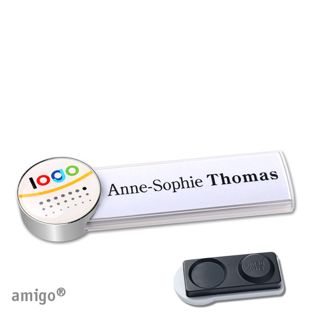 Namensschilder amigo® doming Magnet weiß  | smag® Magnet, extra stark  | circle  | edelstahl  |  