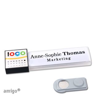 Namensschilder amigo® doming Magnet weiß  | smag® Magnet  | square  | anthrazit  |  