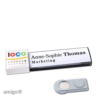 Namensschilder amigo® doming Magnet anthrazit  | smag® Magnet  | square  | weiß  |  