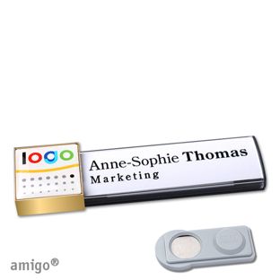 Namensschilder amigo® doming Magnet anthrazit  | smag® Magnet  | square  | gold  |  