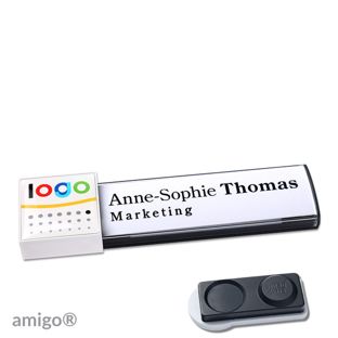 Namensschilder amigo® doming Magnet anthrazit  | smag® Magnet, extra stark  | square  | weiß  |  