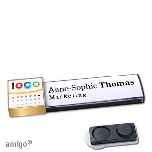 Namensschilder amigo® doming Magnet anthrazit  | smag® Magnet, extra stark  | square  | gold  |  