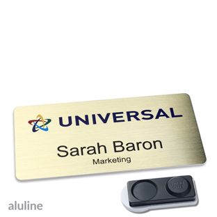 Namensschilder aluline-plus® alu-complete Magnet 76 x 38 mm  | gold  | smag® Magnet, extra stark 