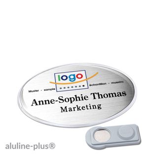 Namensschilder aluline-plus® alu-print Magnet 65 x 43 mm  | silber  | smag® Magnet 