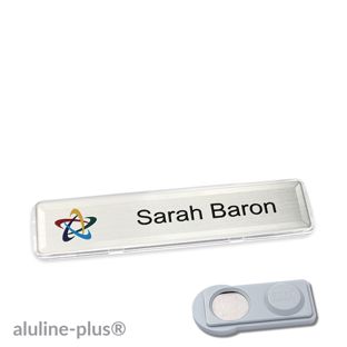 Namensschilder aluline-plus® alu-print Magnet 68 x 16 mm  | silber  | smag® Magnet 