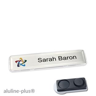 Namensschilder aluline-plus® alu-print Magnet 68 x 16 mm  | silber  | smag® Magnet, extra stark 