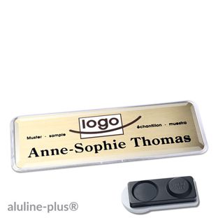 Namensschilder aluline-plus® alu-print Magnet 76 x 25 mm  | gold  | smag® Magnet, extra stark 