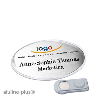 Namensschilder aluline-plus®, magnetisch 65 x 43 mm  | silber  | smag® Magnet 