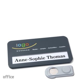 Namensschilder office color-print Magnet anthrazit  | smag® Magnet 