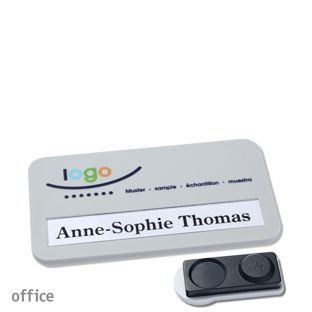 Namensschilder office color-print Magnet hellgrau  | smag® Magnet, extra stark 