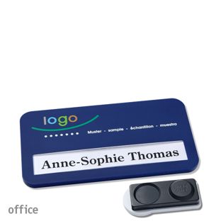 Namensschilder office color-print Magnet dunkelblau  | smag® Magnet, extra stark 