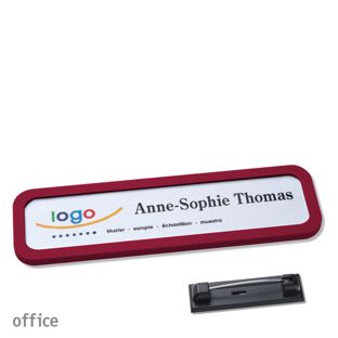 Namensschild mit Nadel OFFICE 75 x 17 mm  | bordeauxviolett 
