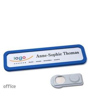 Namensschilder OFFICE, magnetisch 75 x 17 mm  | blau  | smag® Magnet 