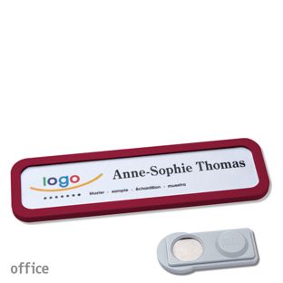 Namensschilder OFFICE, magnetisch 75 x 17 mm  | bordeauxviolett  | smag® Magnet 