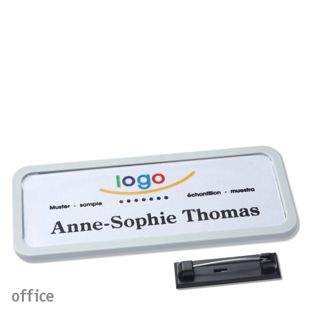 Namensschild mit Nadel OFFICE 75 x 27 mm  | hellgrau 