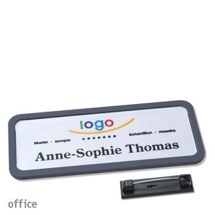 Namensschild mit Nadel OFFICE 75 x 27 mm  | anthrazit 