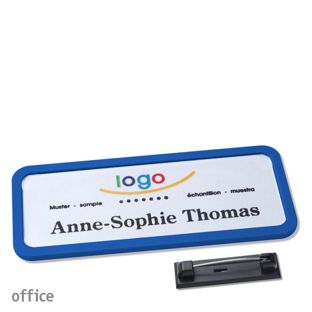 Namensschild mit Nadel OFFICE 75 x 27 mm  | blau 