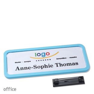 Namensschild mit Nadel OFFICE 75 x 27 mm  | pastellblau 