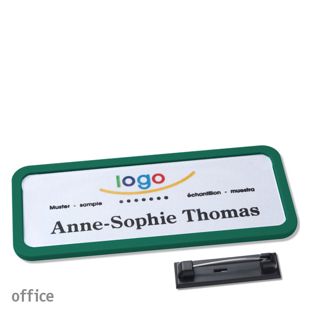 Namensschild mit Nadel OFFICE 75 x 27 mm  | grün 