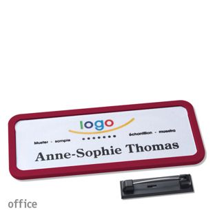 Namensschild mit Nadel OFFICE 75 x 27 mm  | bordeauxviolett 
