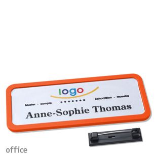 Namensschild mit Nadel OFFICE 75 x 27 mm  | orange 
