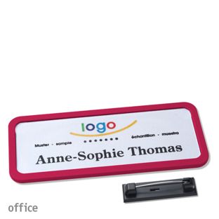 Namensschild mit Nadel OFFICE 75 x 27 mm  | lila 