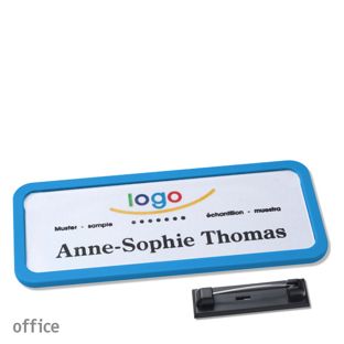 Namensschild mit Nadel OFFICE 75 x 27 mm  | mittelblau 