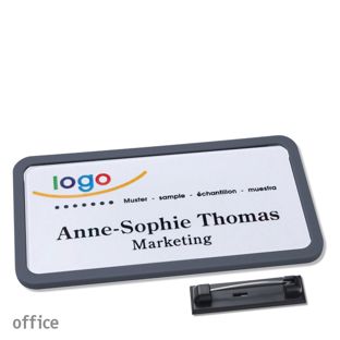 Namensschild mit Nadel OFFICE 75 x 37 mm  | anthrazit 