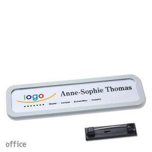 Namensschilder office quick-print Nadel 75 x 17 mm  | hellgrau 