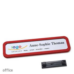 Namensschilder office quick-print Nadel 75 x 17 mm  | rot 