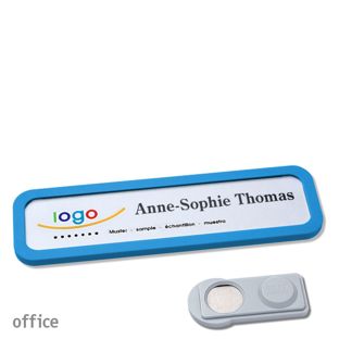 Namensschilder office quick-print Magnet 75 x 17 mm  | mittelblau  | smag® Magnet 