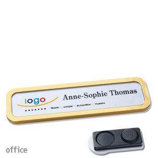 Namensschilder office quick-print Magnet 75 x 17 mm  | gold  | smag® Magnet, extra stark 