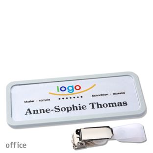 Namensschilder office quick-print Hängerclip 75 x 27 mm  | hellgrau  | Hängerclip 