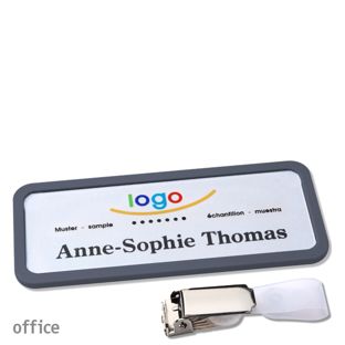 Namensschilder office quick-print Hängerclip 75 x 27 mm  | anthrazit  | Hängerclip 