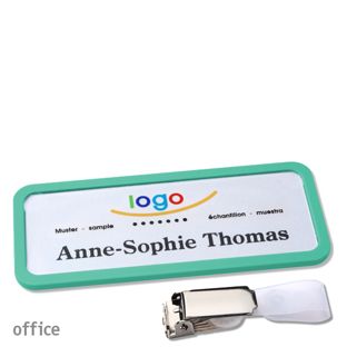 Namensschilder office quick-print Hängerclip 75 x 27 mm  | pastellgrün  | Hängerclip 