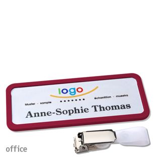 Namensschilder office quick-print Hängerclip 75 x 27 mm  | bordeauxviolett  | Hängerclip 