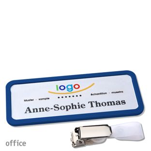Namensschilder office quick-print Hängerclip 75 x 27 mm  | dunkelblau  | Hängerclip 