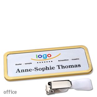 Namensschilder office quick-print Hängerclip 75 x 27 mm  | gold  | Hängerclip 