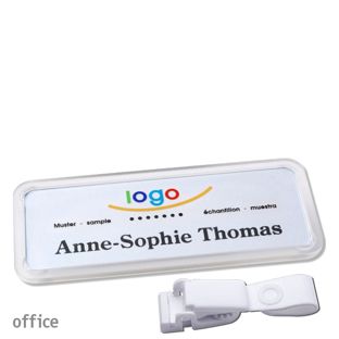 Namensschilder office quick-print Hängerclip 75 x 27 mm  | transparent  | Hängerclip metallfrei 