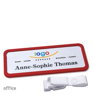 Namensschilder office quick-print Hängerclip 75 x 27 mm  | rot  | Hängerclip metallfrei 
