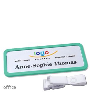 Namensschilder office quick-print Hängerclip 75 x 27 mm  | pastellgrün  | Hängerclip metallfrei 